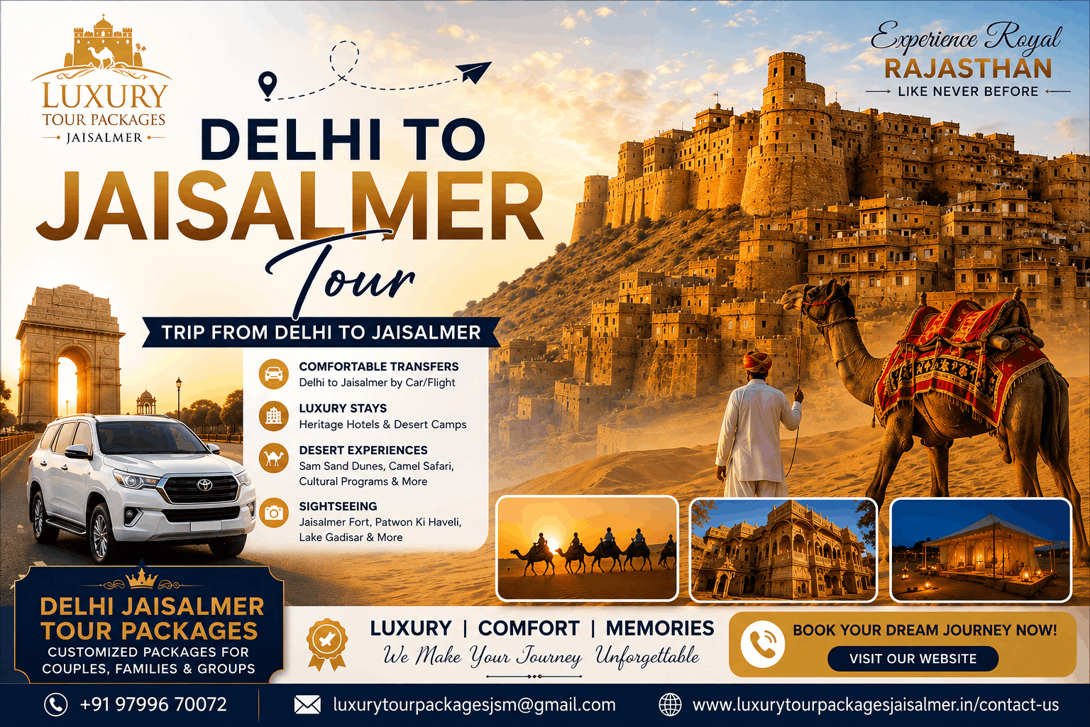 Golden Jaisalmer Fort during a Delhi to Jaisalmer tour