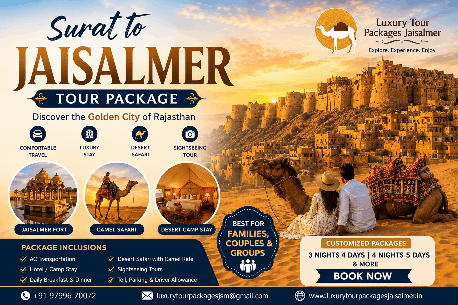 Luxury Surat to Jaisalmer tour package